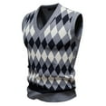 thumbnail image 4 of COSFO Casual Mens Sweater Vest Pullover V Neck Lightweight Argyle Sweater Slim Fit Winter Knitted Sleeveless Men Tops, 4 of 4