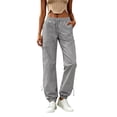 thumbnail image 2 of Hvogkswy Cargo Pants for Women Multi Pockets Elastic Waist Casual Loose Long Trousers Ankle Cuff Quick-Dry Breathable Casual Pants S-5XL, 2 of 8