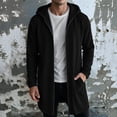 thumbnail image 2 of Men's Long Zip Up Hoodie,Casual Solid Color Winter Warm Hooded Sweatshirt,Athletic Long Jacket with Pockets, 2 of 7