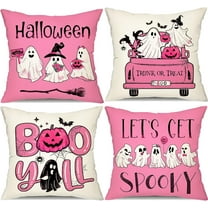 Halloween Pillow Covers 20x20 inch Set of 4 Black and White Ghost Pumpkins Decoration Outdoor Pillow Cases Black Throw Pillow Covers Decor for Sofa Bed Outdoor Car