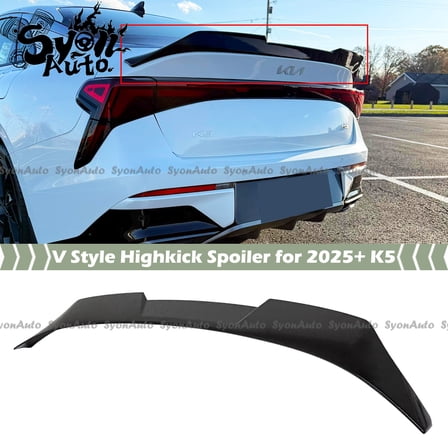 FOR 2025  KIA K5 OPTIMA GLOSSY BLACK V STYLE HIGHKICK DUCKBILL TRUNK SPOILER WING