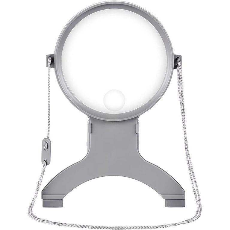 Reading Magnifier Magnifying Glass Necklace 2.5 X 6X Lighted Magnifier  Glass Magnify Hands Free Handheld Large LED Magnifying Glass Illuminated  Loupe