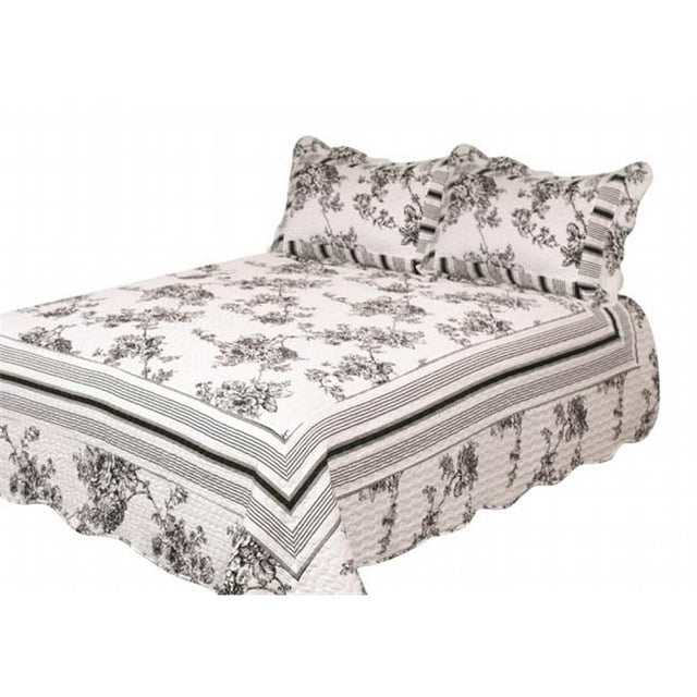 Patch Magic QQPAPR Past & Present Queen Quilt with 3 Piece Pillow Shams Set, Black & White
