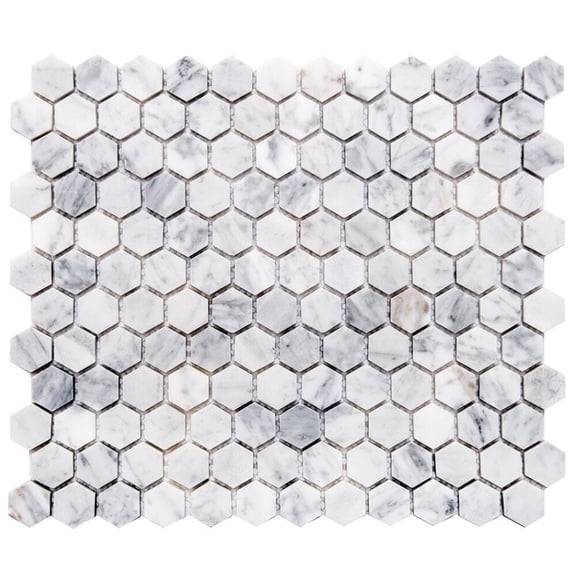 The Tile Life Santorini Honeycomb Carrara Polished Marble Mosaic Floor & Wall Tile, 12 x 12 in, 1-Piece