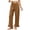 Brown, variant on Women High Waist Ruffle Hem Wide Leg Capri Pants Casual Summer Beach Lounge Trousers with Pockets,White 2XL