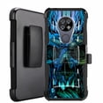 thumbnail image 1 of DALUX Hybrid Kickstand Holster Phone Case Compatible with Cricket Ovation / AT&T Radiant Max (2020) - Blue Cursed Skull, 1 of 2