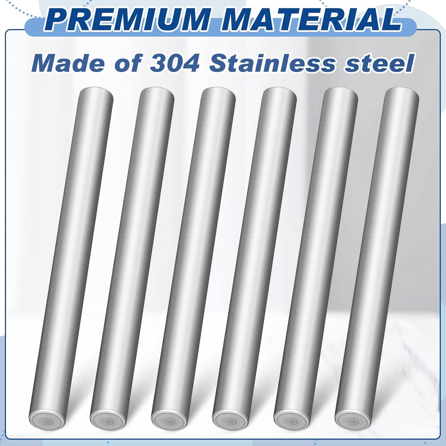 6 Pcs 3/8 x 4 Inch Steel Metal Dowel Pins Bunk Bed Replacement Hardware for 3/8" Pre-drilled Holes 304 Stainless Shelf Pins Support Pegs for Shelf Bracket Bookshelf Cabinet Closet