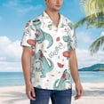 thumbnail image 5 of Xecao Music Lover Dinosaur print Hawaiian shirt - a stylish short-sleeve button-down for men, perfect for casual beach and tropical outings., 5 of 9