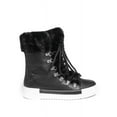 thumbnail image 2 of Cecelia New York Seymore Black Distressed Faux Fur Lining Rounded Sneaker Boots (Black Distressed, 7.5), 2 of 4