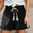 thumbnail image 2 of Npasoilc Shorts for Women Summer Drawstring Elastic Waist Ruffle Hem Solid Color Breathable Casual Loose Shorts, 2 of 5