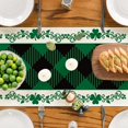 thumbnail image 4 of Black Green Buffalo Plaid Lucky Shamrock St. Patrick''s Day Table Runner, Seasonal Spring Holiday Kitchen Dining Table Decoration for Indoor Outdoor Home Party Decor 13 x 72 Inch, 4 of 6