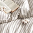 thumbnail image 4 of JOLUSERE 100% Organic Cotton Striped Duvet Cover Full Set, 3-Piece Linen Like Textured Breathable Bedding Cover（Beige& White Classic Stripes）, 4 of 10
