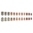 thumbnail image 3 of Tryvkinvive 24PCS Medium Almond Press On Nails,Orange Brown Checkered Vintage Black Cat Pumpkin Fake Nails,Reusable Full Cover Glue On Nails for Women Retro Halloween Looks, 3 of 7