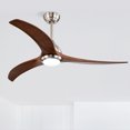 thumbnail image 2 of Noaman 52" Solid Wood Blades Ceiling Fan with Light, Remote Control, Noiseless Reversible DC Motor, 6 Speeds, 3 Colors, Stain Nickel + Walnut for Indoor/Outdoor Use, 2 of 18