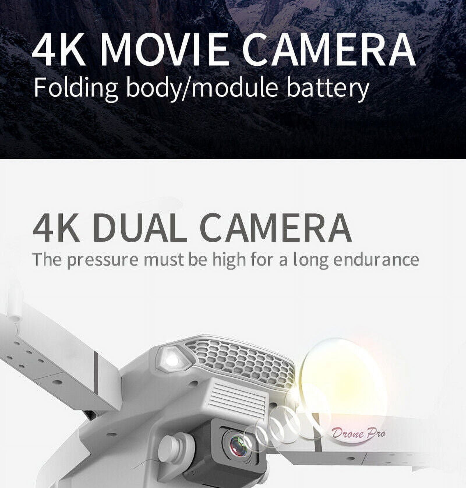 Elegant Choise RC Drone with Dual Camera 4K HD Wide Angle WiFi FPV Foldable Quadcopter +4 Battery, Black