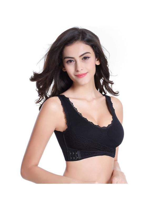 2 PCS Instacomfort Wireless Lace Lift Bra Back Support Wide Straps Front Buckle Seamless Anti-Sagging Sports Yoga Bralette Sleep Bras