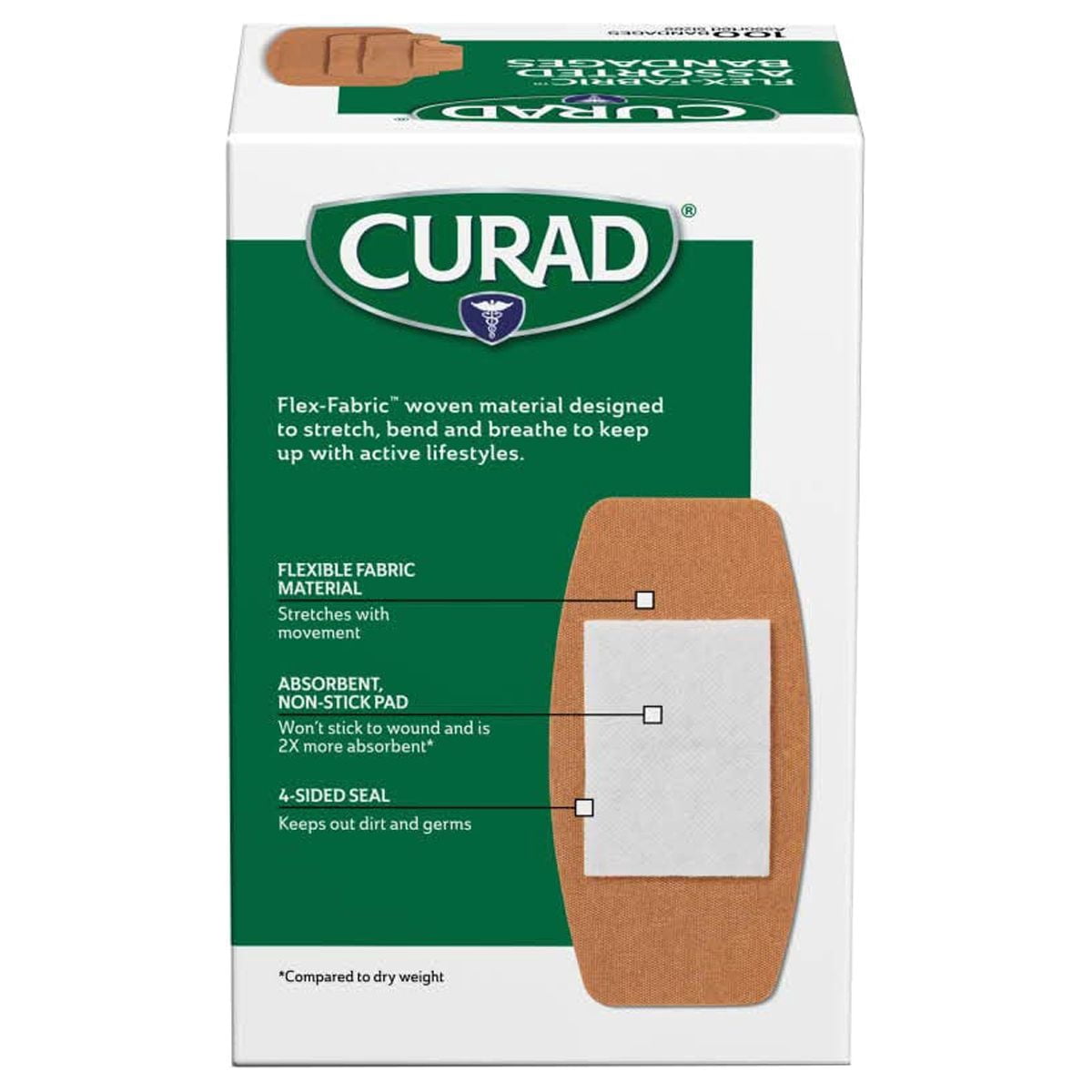 Curad Flex-Fabric Adhesive Bandages, Assorted - 100 Ea, 6 Pack