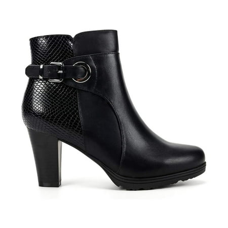 

Mysoft Women s Black Short Boots Thin Chunky Heel Zipper Ankle Booties Size 6