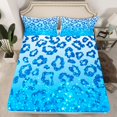 thumbnail image 2 of Feelyou Glitter Leopard Print Teen Twin Sheet Sets, Blue Sequin Print Bedding, 3pcs, 2 of 7