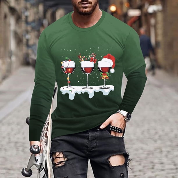 Blusas y camisas de manga larga y cuello redondo para hombre, camisetas casuales con estampado de moda y cuello redondo, blusas de licra de manga corta para hombre.