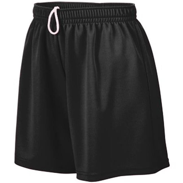 961A Girls Wicking Mesh Short, Black - Large