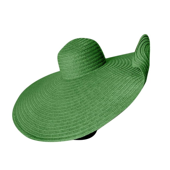 ZQUUVOU Women's Oversized Brimmed Hat Foldable Vaion Beach Hat Large Sun Hat Green