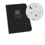 Rite in the Rain Weatherproof Soft Cover Pocket Notebook, 3.5" x 5", Black Cover, Universal Pattern (No. 754)