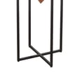 thumbnail image 4 of Ida 30 Inch Pyramid Shape Acacia Wood Side Table With Cross Iron Base- Brown, 4 of 5