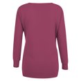 thumbnail image 3 of ibuvkizy Womens Tops Dressy Casual,Womens Long Sleeve Shirts,Oversized Tshirts Shirts for Women Solid Workout Sweatshirts Casual Basic Long Sleeve Shirt Classic V-Neck Tops Purple,XXXL, 3 of 4