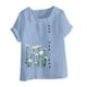 thumbnail image 4 of Camiseta suelta informal de verano con cuello redondo y manga corta con estampado de flores para mujer OAVQHLG3B Store  lin121212, 4 of 4