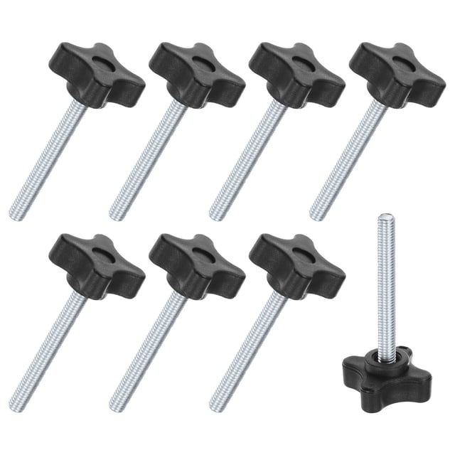 Uxcell 8-Pack Pomos de Sujeción en Forma de Estrella, Tornillos de Apriete Manual M6x55mm Mango 32mm