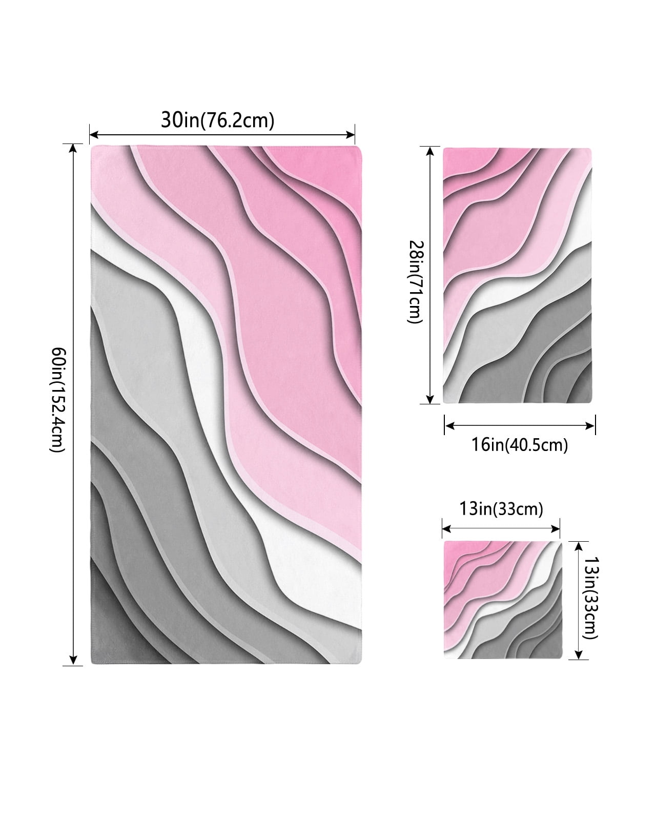 Pink Grey Ombre Bath Towels for Bathroom Set,Luxury Microfiber Towels Gifts for Women,Beach Kitchen Hand Hair Face Towel and Dish Washcloth,Modern Geometric Abstract Aesthetics Cream Towels+Set