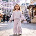 thumbnail image 2 of ZIXKCGDSE Girls Clothes Set Crew Neck Long Sleeve Top and Wide Leg Pants Warm Fall Winter Outfits Size 7-8 Years, 2 of 5