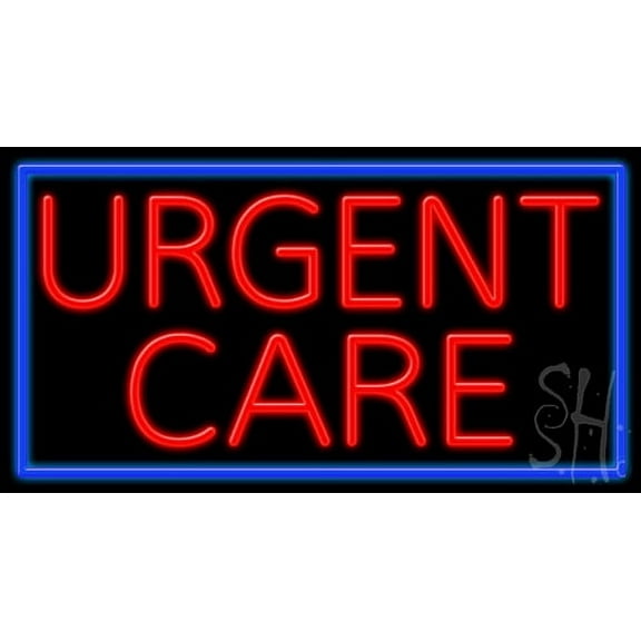 Urgent Care LED Neon Sign 20 x 37 - inches, Black Square Cut Acrylic Backing, with Dimmer - Bright and Premium built indoor LED Neon Sign for Defence Force.
