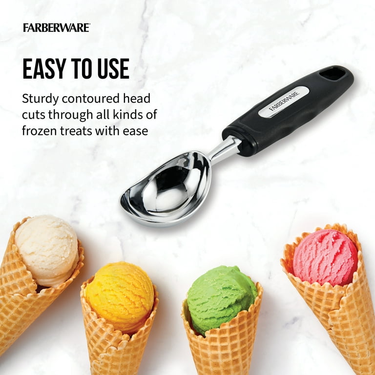 Kitchenaid Chrome Ice Cream Scoop in Black Soft Handle, Dishwasher