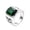 Silver Green, variant on Men's Stainless Steel Vintage Pattern Square Gemstone Ring Polished Silver Side Green Stone Size 9