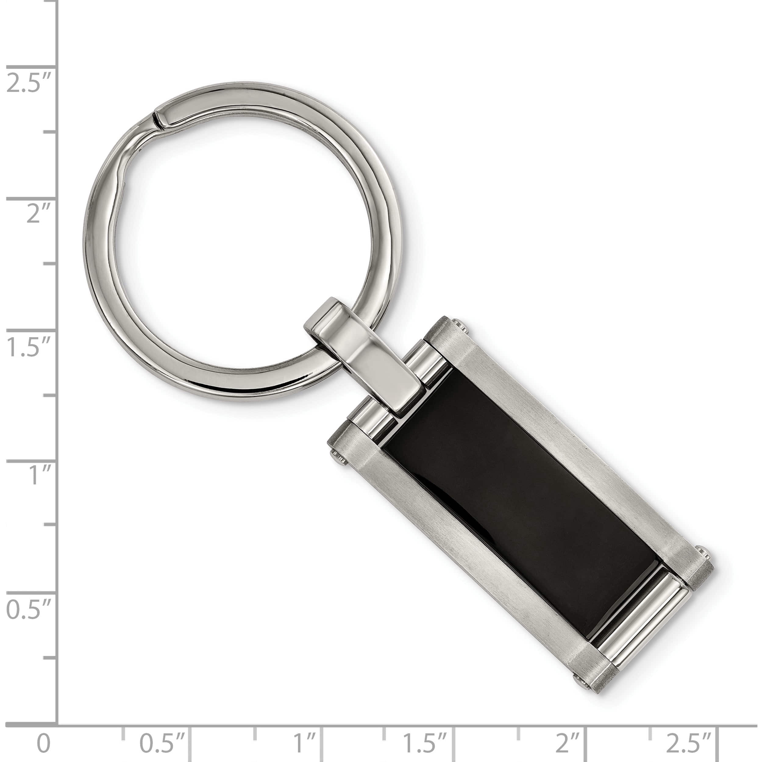 Stainless Steel Brushed And Polished Black Acrylic Key Ring (64.55 X 17) Made In China srk145