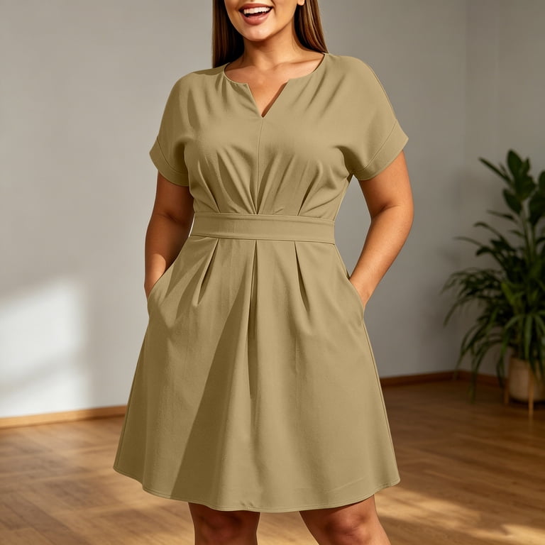 midi business dress women Office Business Work Dresses for Women Size 6 8 10 12 A-Line Midi Green  Black