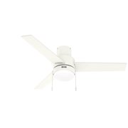 Hunter 52 inch Indoor Ceiling Fan with LED Light - White Modern Ceiling Fan with Pull Chain, For Bedroom or Living Room, Low Profile Mount, No Remote, 3 Blades - Brunner 51972, Matte White