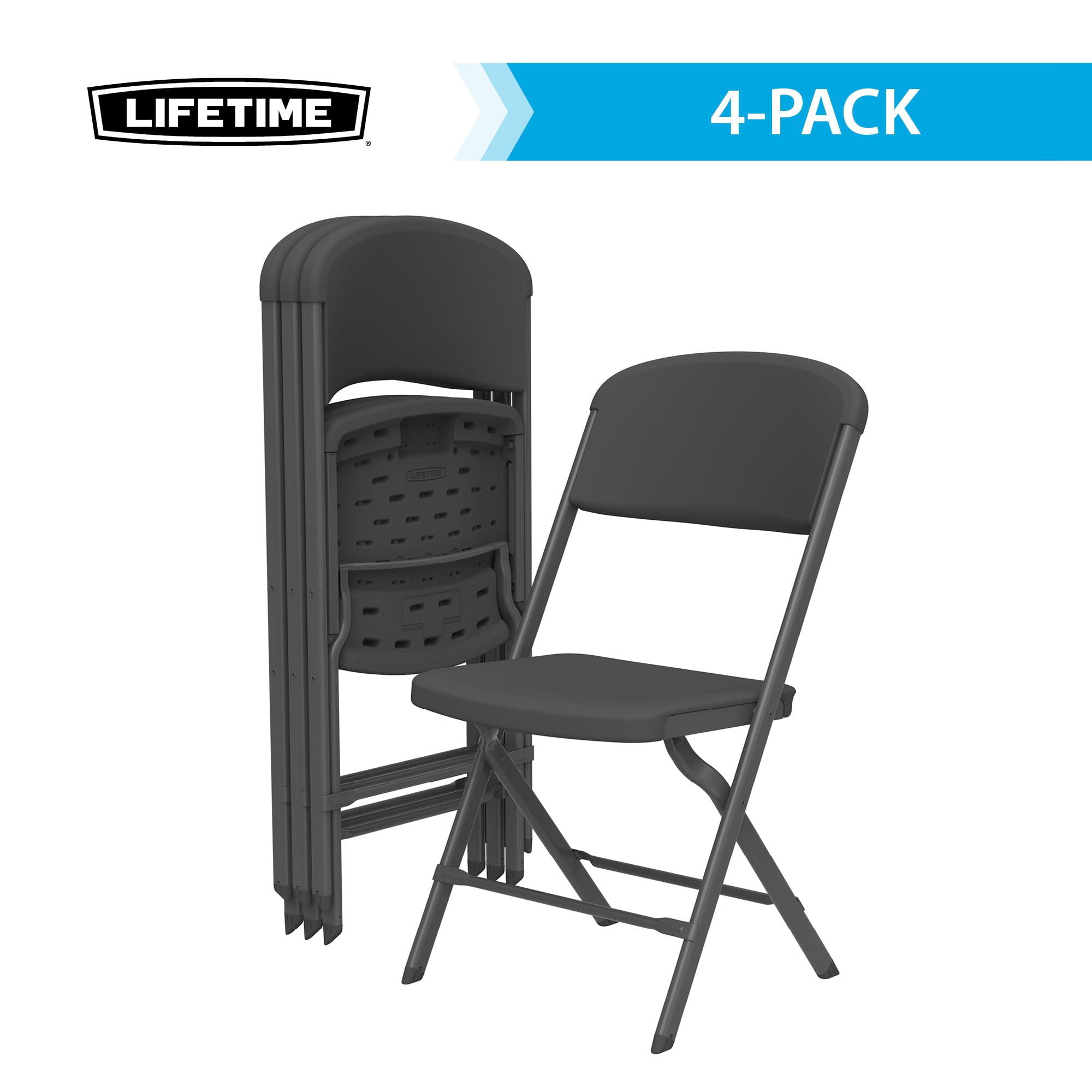 Lifetime Polyethylene Folding Chair - 4 Pack, Indoor/Outdoor (Commercial Grade)- Black (81159)