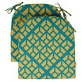 thumbnail image 1 of Vargottam Non Slip DiningChairCushionU-ShapedPrinted Indoor/OutdoorChairPadsHome Decor Reversible & Machine Washable DiningChairPad With String Ties - Set Of 2-Teal Blue & Yellow, 1 of 8
