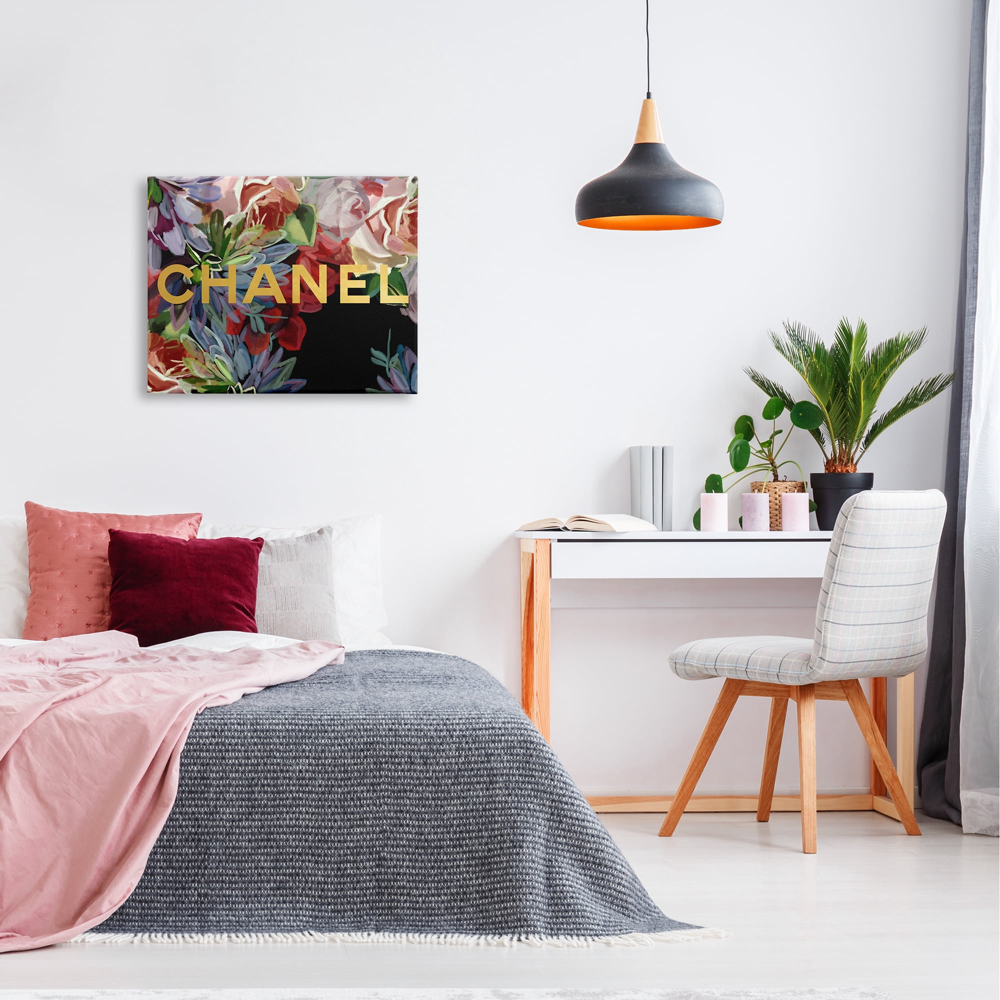 Stupell Industries Flower Patterned Glam Brand Botanical & Floral Painting Gallery Wrapped Canvas Art Print Wall Art, 30 x 24