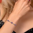 thumbnail image 5 of 925 Silver and 10K Yellow Gold Purple Amethyst and White Lab Grown Diamond Bracelet for Women | 1.87 Cttw | Gemstone February Birthstone | Cushion Checkerboard 6MM | Fully Adjustable 9 inch, 5 of 5