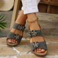 thumbnail image 6 of Bkhluea Women Wedge Slide Sandals Floral Appliqué Shoes Comfortable For Casual Home Travel Daily Outdoor Activities, 6 of 7