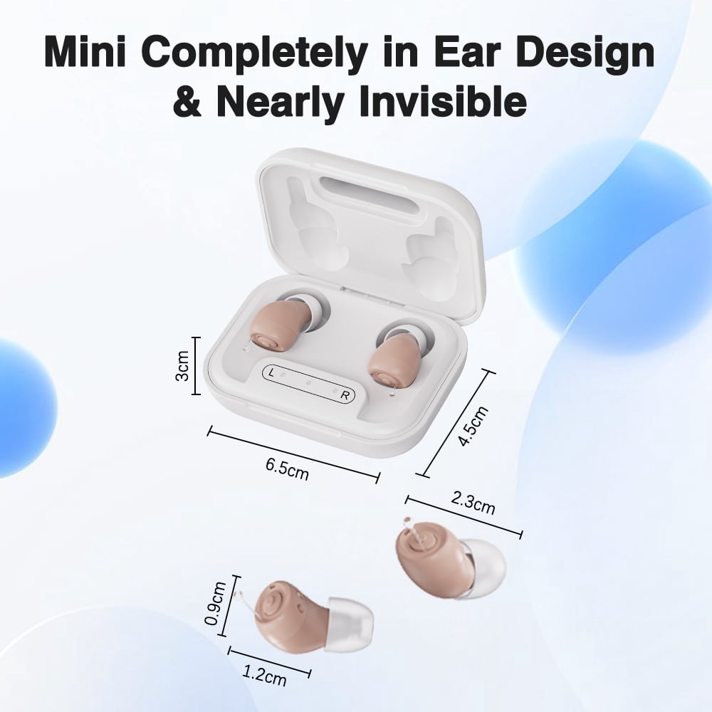 Jinghao Personal Sound Amplifier Product  CIC for Ears for Seniors Adults with Rechargeable Charging Box