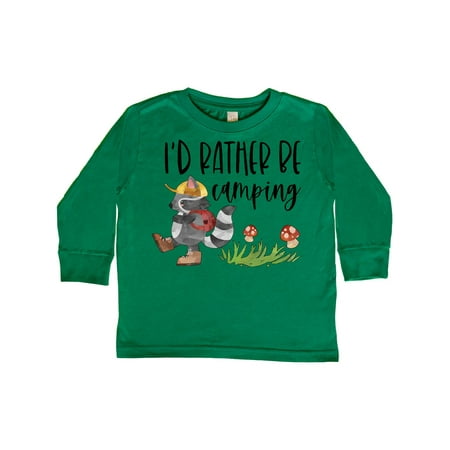 

Inktastic I d Rather Be Camping- Raccoon with Backpack Gift Toddler Boy or Toddler Girl Long Sleeve T-Shirt