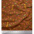 thumbnail image 1 of Soimoi Brown Moss Georgette Fabric Floral,Cat & Giraffe Cartoon Print Fabric by The Yard 42 Inch Wide, 1 of 1