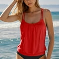thumbnail image 2 of COMVALUE Women Tankini Swimsuit Tummy Control Blouson Bathing Suits Thin Swim Tank Top Only (Red, S), 2 of 7