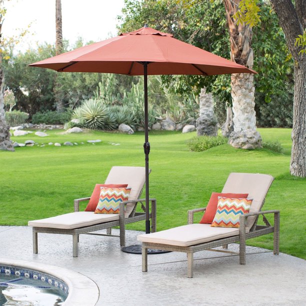 9 Ft Patio Umbrella In Terracotta With Metal Pole And Tilt Mechanism Walmart Com Walmart Com
