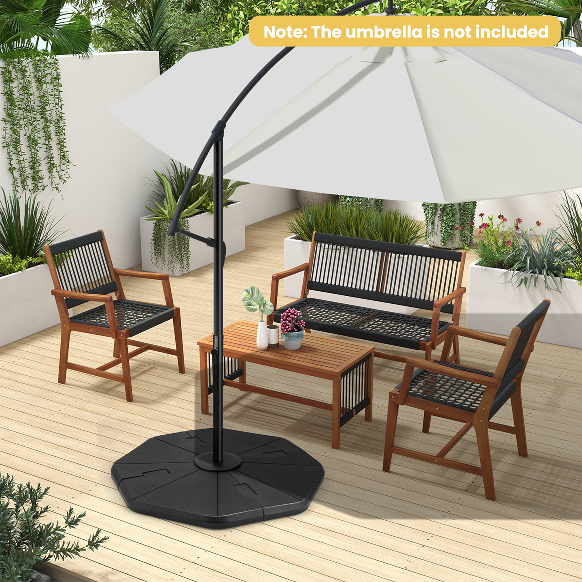 Costway 4PCS Fillable Umbrella Base Stand Patio Offset Cantilever Umbrella Base Garden